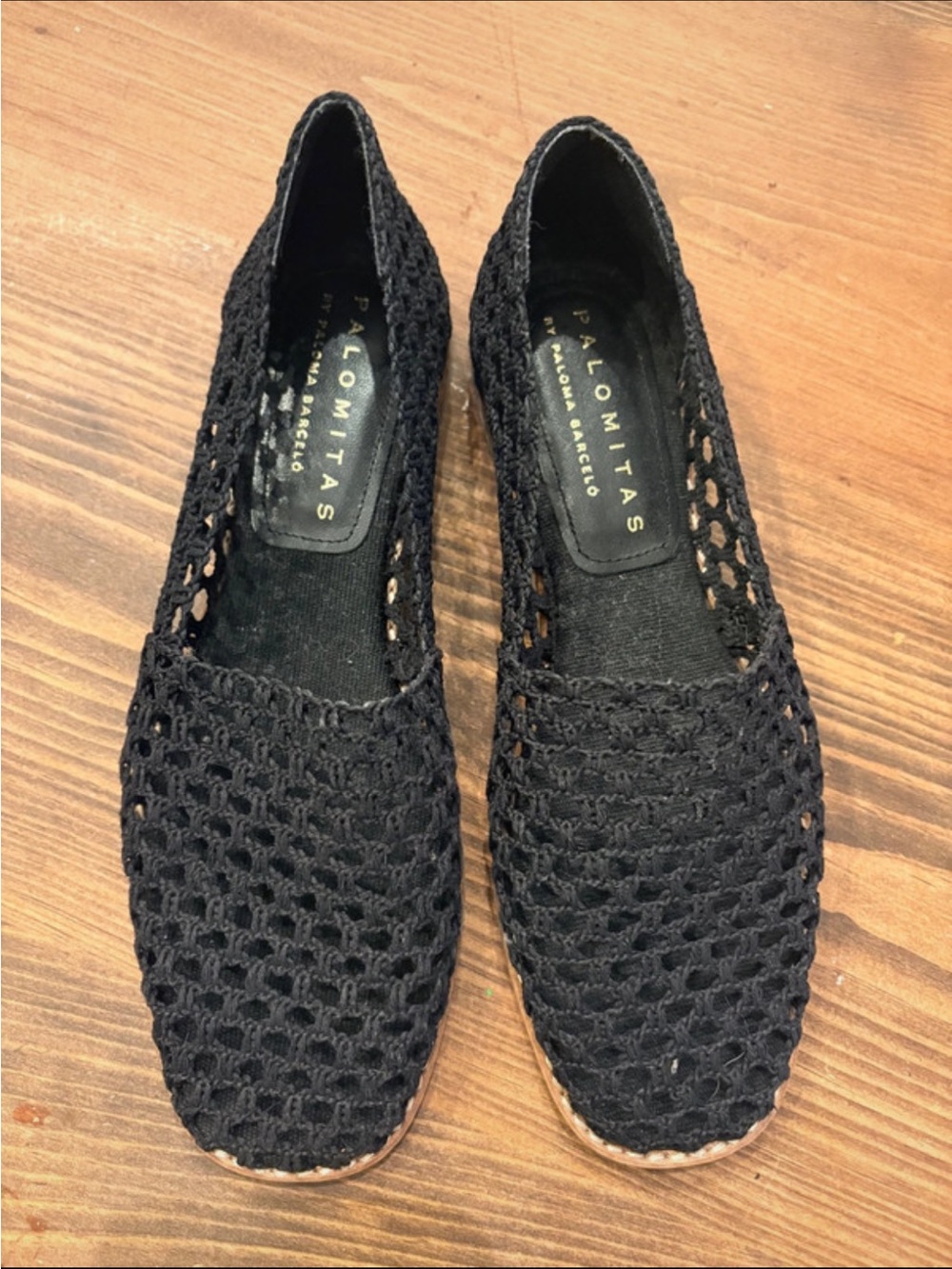 Palomitas Barcelo Black Crochet Slip-On Flats